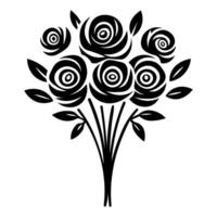 black vector bouquet icon isolated on white background