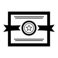 black vector certificate icon isolated on white background