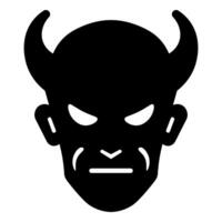 black vector devil icon isolated on white background