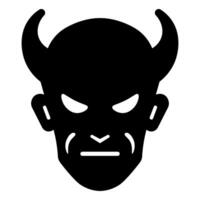 black vector devil icon isolated on white background