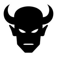 black vector devil icon isolated on white background