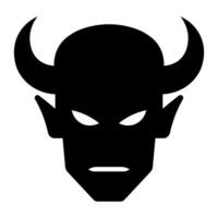 black vector devil icon isolated on white background