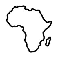 black vector africa outline map isolated on white background