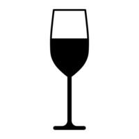 black vector wine glass icon isolated on white background