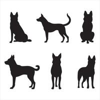 A black silhouette Bella dog set vector