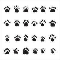 A black silhouette animal foots set vector