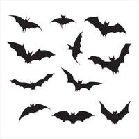 A black silhouette bat set vector