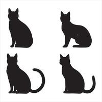 A black silhouette cat set vector