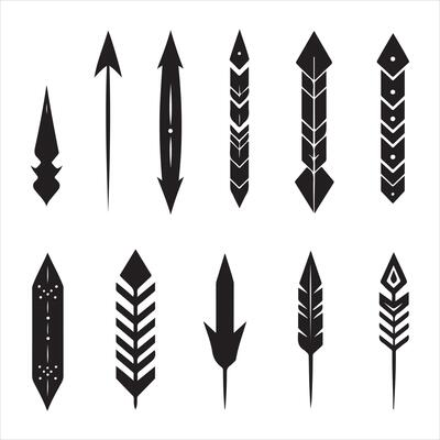 A black silhouette arrow set