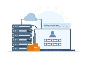 database security concept, phishing, hacker attack, hackers stealing personal data, using Cyber Security Services to Protect Personal Data. Database security, vector flat design illustration.