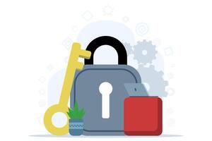 concept of Personal data security, Cyber Security Services to Protect Personal Data. Online Payment Security, online cyber data security. Cloud Shared Documents, Server Security. vector illustration.