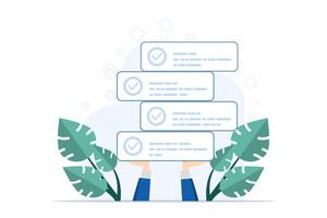 Task Management concept, project plan or task list, productivity to complete work within deadline, efficiency to organize project checklist, businessman hand with completed tasks board. vector