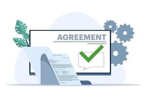 agreement concept, collaboration business, contract entrepreneur, business deal, collaboration agreement or document, successful contract or negotiation, start-up, flat vector illustration.