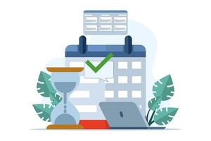 Planning concept Time management schedule, deadline, planner, planning and organization, working time. Time organization efficiency. Project team work schedule. Good business processes. vector. vector