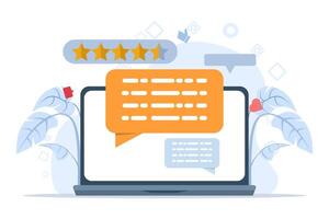 concept of application rating, technology, customer feedback, customer satisfaction, character in providing service assessments. review, ui and ux, social media, flat vector illustration.