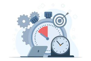 concept of Business time management, deadline, planner, startup, calendar, business strategy planning, project management. Task planning. Data analysis and analytics start up vector illustration