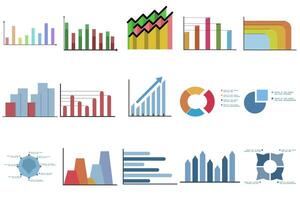 colección de negocio cartas infografía cuadro. financiero análisis datos gráficos y diagramas, márketing Estadísticas flujo de trabajo vector conjunto de moderno negocio presentación elementos. vector ilustración.