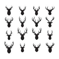 A black silhouette Deer horns icon set vector