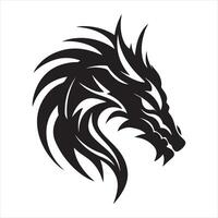 A black silhouette dragon head vector