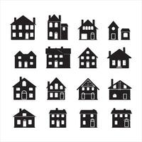 A black silhouette House set vector