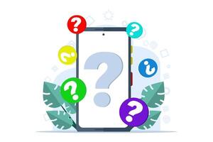 The concept of having questions, frequently asked questions. customer service, contact us, flat illustration vector template, FAQ concept for landing page, mobile app, web banner, infographic.