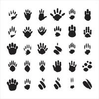 A black silhouette animal claw scratches icons set vector