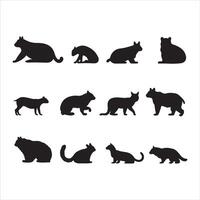 A black silhouette animal set vector