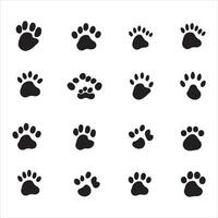 A black silhouette animal foots set vector