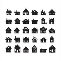 A black silhouette House set vector