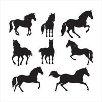 un negro silueta caballo conjunto vector