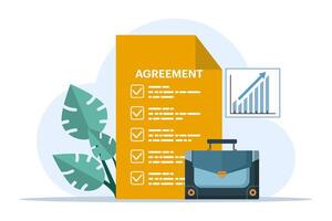 agreement concept, collaboration business, contract entrepreneur, business deal, collaboration agreement or document, successful contract or negotiation, start-up, flat vector illustration.