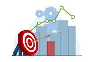 Flat illustration concept of business performance data analysis, search engine optimization, market research graph, Data Analysis, financial report, business strategy. flat vector illustration.