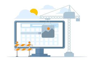 software desarrollo concepto, sitio web debajo construcción, desarrollador fijación web sistema y actualización servidor, sitio web mantenimiento, codificación y programación, ui aterrizaje página, web bandera, móvil aplicación vector