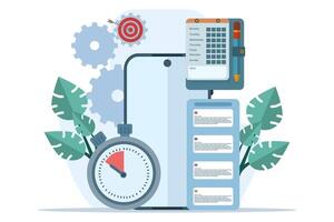 Planning concept Time management schedule, deadline, planner, planning and organization, working time. Time organization efficiency. Project team work schedule. Good business processes. vector. vector