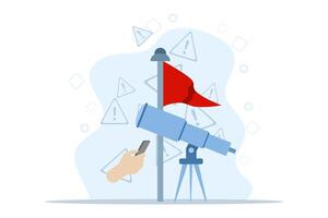 Red flag warning concept, Caution or warning against threats in relationships, partnerships, business, Metaphor of problems, troubles and difficulties, Vector illustration on a white background