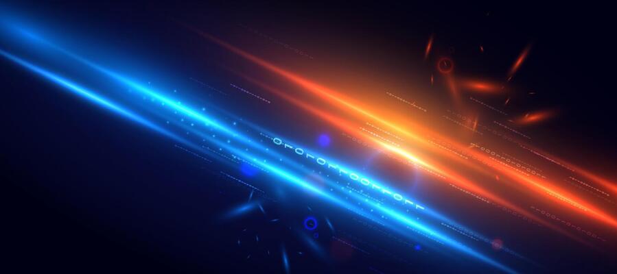 Blue technology background with motion neon light effect.