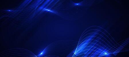 Abstract blue background with glowing wave. vector