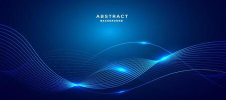 Abstract blue background with glowing wave. vector