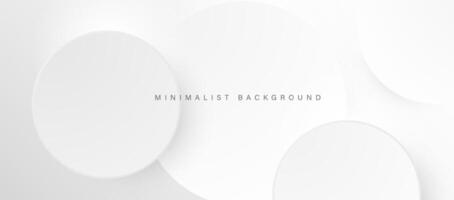 Abstract minimalist white background with circular elements vector. vector