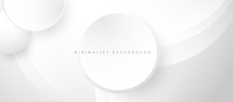 Abstract minimalist white background with circular elements vector. vector