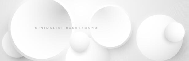 Abstract minimalist white background with circular elements vector