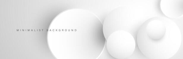 Abstract minimalist white background with circular elements vector