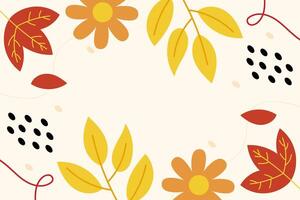 Hand drawn leaves autumn flat design illustration vector background template