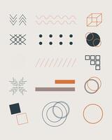 Complex abstract geometric shape with pale details vector element bundle