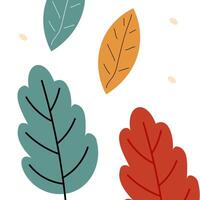 Hand drawn leaves autumn flat design illustration vector background template