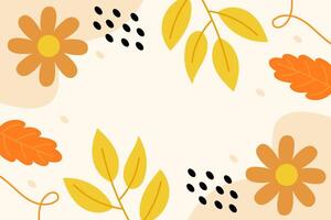 Hand drawn leaves autumn flat design illustration vector background template
