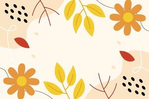 Hand drawn leaves autumn flat design illustration vector background template