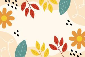 Hand drawn leaves autumn flat design illustration vector background template