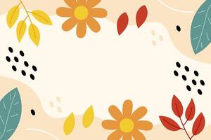 Hand drawn leaves autumn flat design illustration vector background template