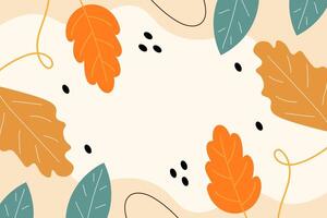 Hand drawn leaves autumn flat design illustration vector background template